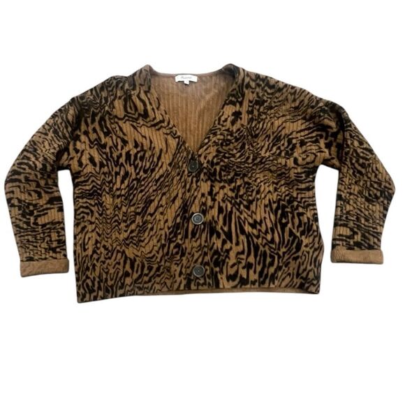 J.Crew Women’s Alpaca Blend Animal Print Button-Down Cardigan Sweater Size S - Picture 2 of 12